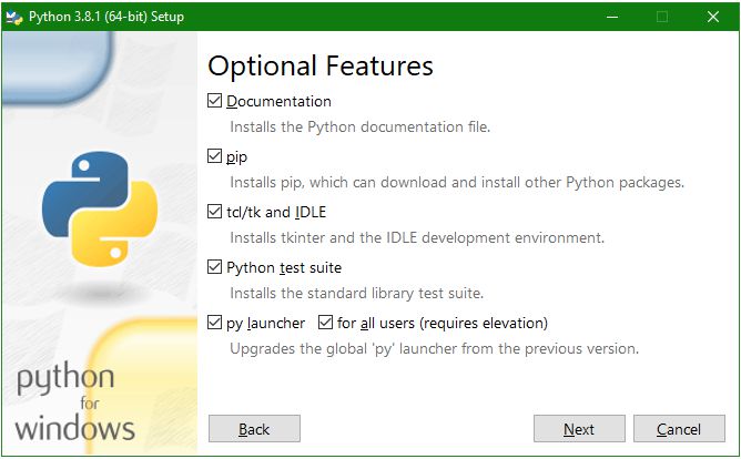 python installation optional feature