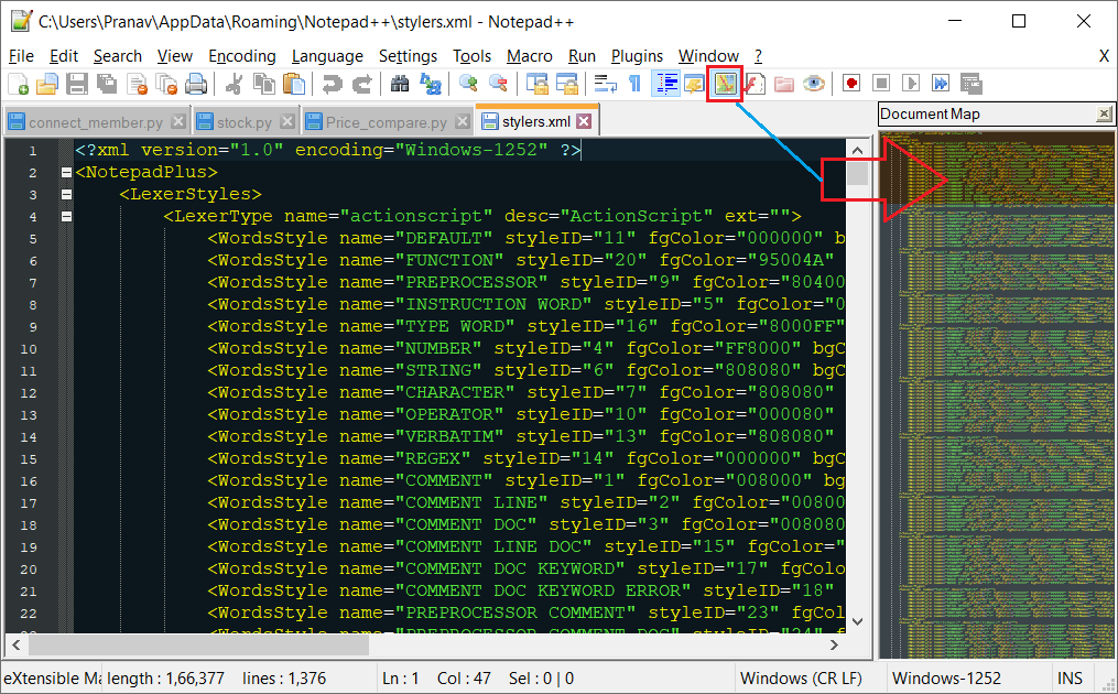 document map notepad++