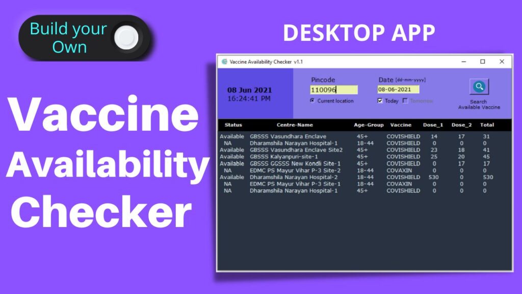 desktop app- vaccine availability tracker